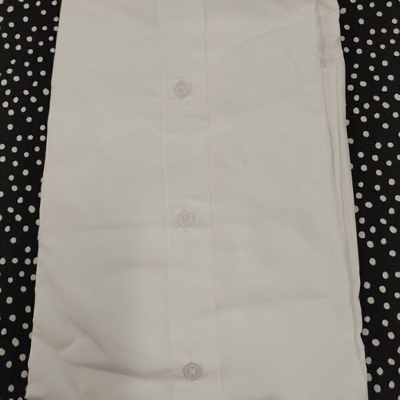 HENRY SEGAL WHITE FITTED MICROFIBER LAY DOWN COLLAR DRESS SHIRT. - Picture 2 of 4